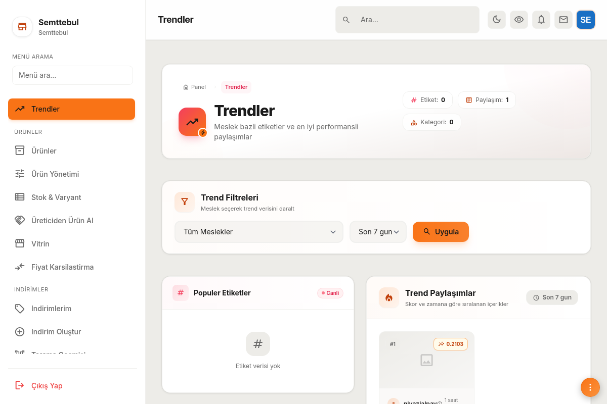 Trendler ekranı